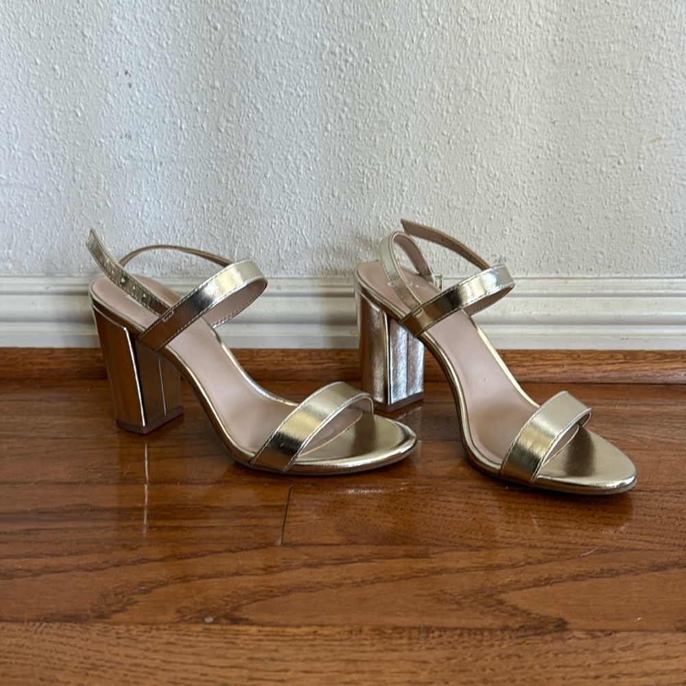 Bp. Gold Block Heels Sandal